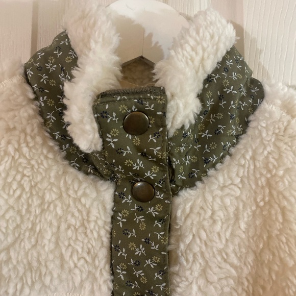 Madewell Faux Shearling Vest NG663 XXS Olive Green Trim Pockets Fall Winter Cozy - Picture 10 of 12